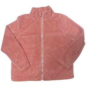 Le Moda Blush Pink & Silver Fuzzy Faux Fur Zip Up Jacket XL